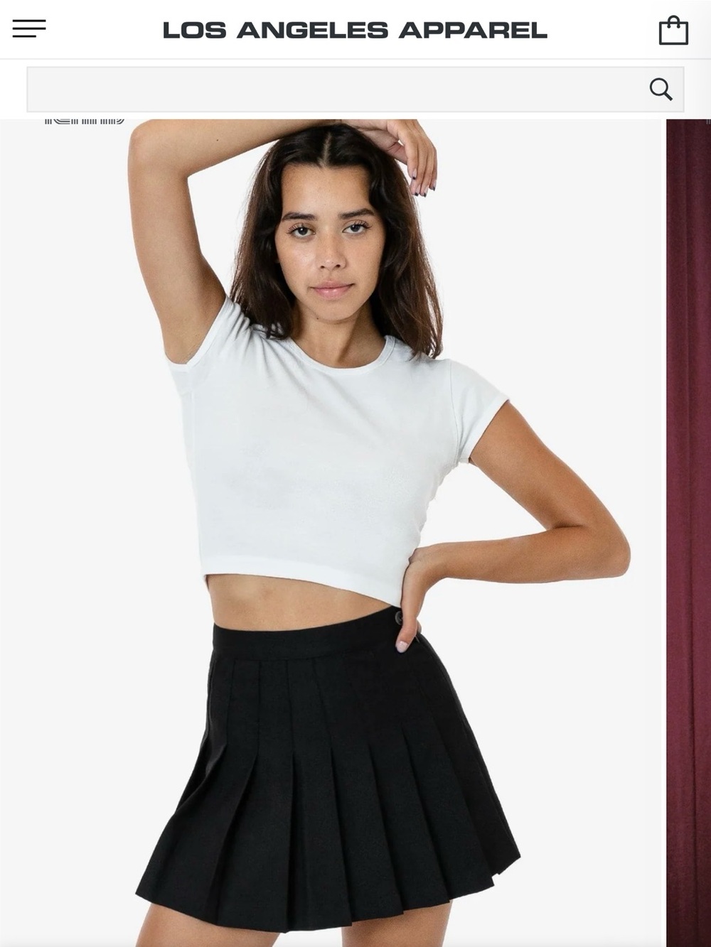 Los Angeles Apparel Black Pleated Mini Skirt NWOT